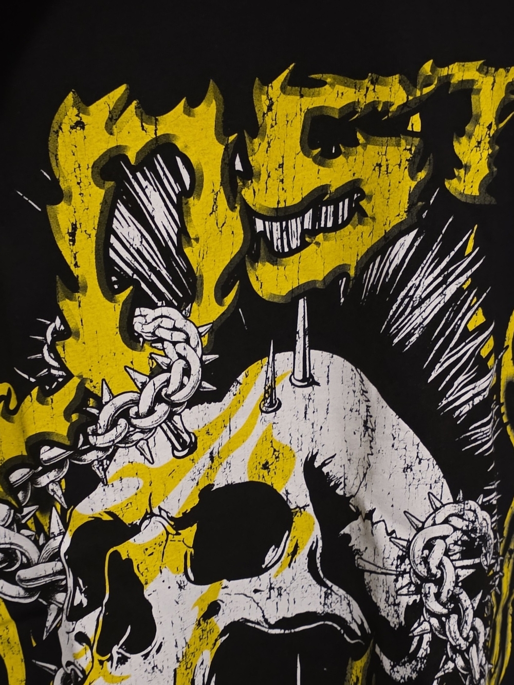 Men's Short Sleeve Graphic Tee - Black & Yellow Skull Design